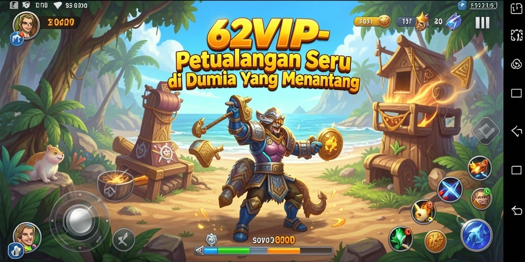 Gameplay seru dengan dunia petualangan yang luas dalam 62VIP.
