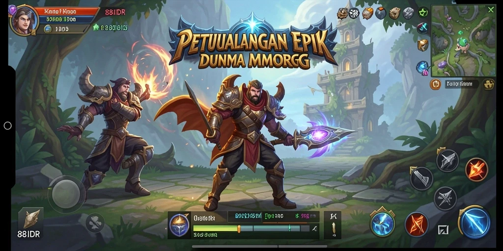 Screenshot gameplay <strong>88IDR</strong> menunjukkan pertempuran seru di dunia MMORPG.