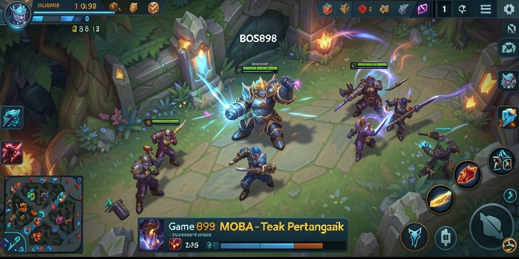 Tampilan gameplay seru BOS898 dalam pertarungan MOBA.