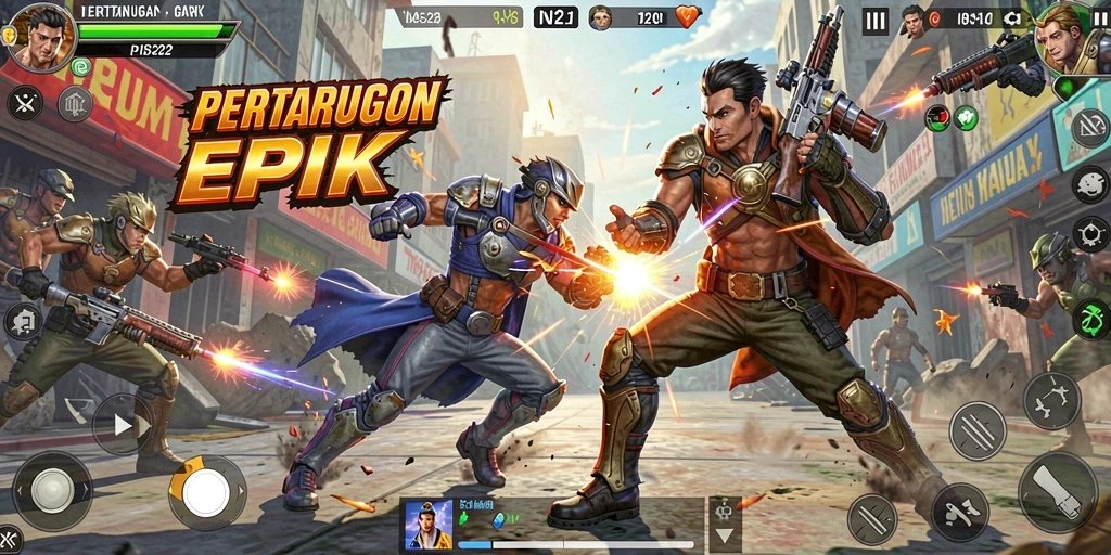 Gameplay mendebarkan dengan aksi bertarung yang intens.
