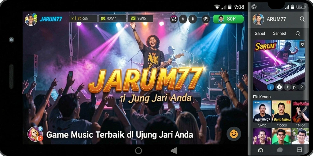 Screenshot gameplay JARUM77 menunjukkan pelajaran musik yang menyenangkan.