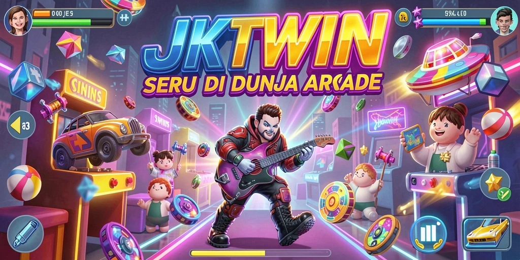 Tangkapan layar utama JKTWIN menampilkan aksi seru gameplay Arcade.