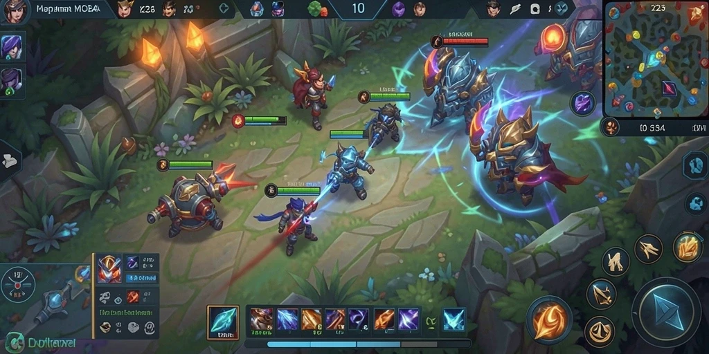 Tampilan gameplay K234 yang mendebarkan dalam pertempuran MOBA.