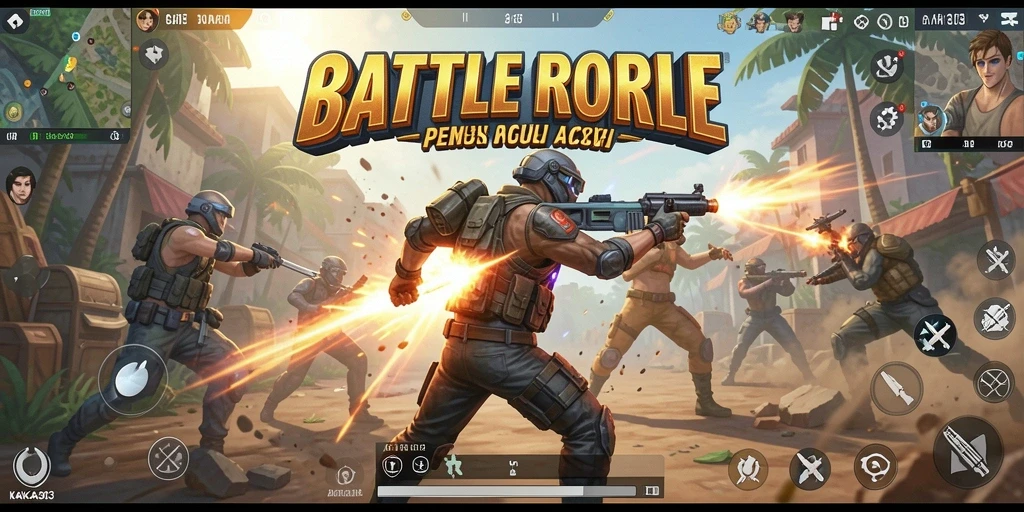 Tangkapan layar KAKA303 menampilkan aksi Battle Royale yang mendebarkan.