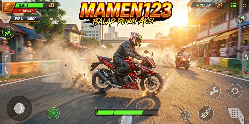 Tampilan gameplay MAMEN123 yang mendebarkan saat balapan motor.