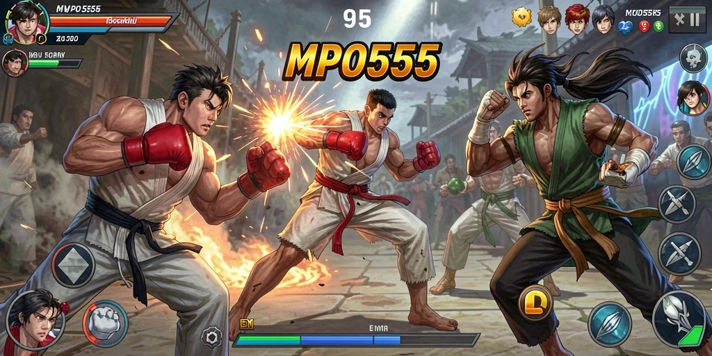 Screenshot gameplay MPO555 dengan aksi pertarungan yang mendebarkan.