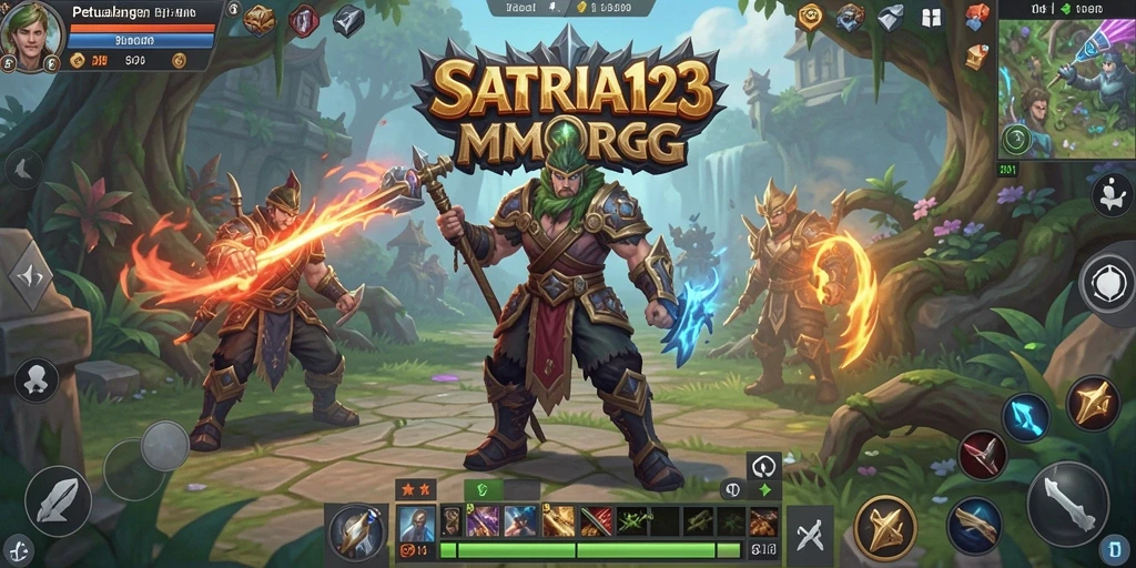 Tampilan gameplay SATRIA123 yang menampilkan aksi pertarungan dan eksplorasi.