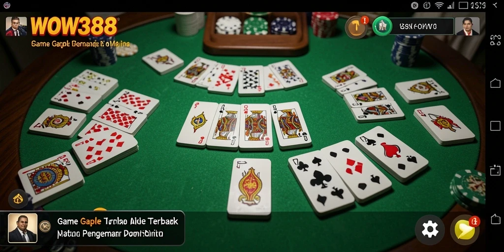 Tampilan gameplay WOW388 yang seru dan interaktif dalam permainan Gaple.